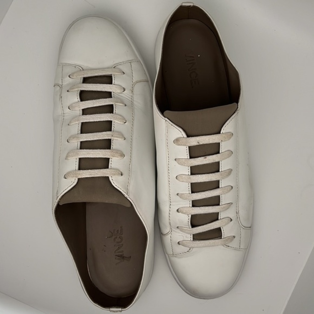 Vince Verrel Slip on Sneakers Open Back White‎ Leather Low Top Shoes Size 8.5